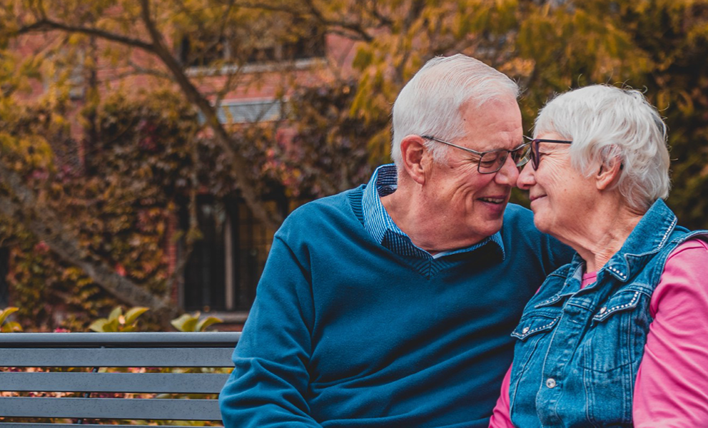 Moneta Health- Older couple on park bench